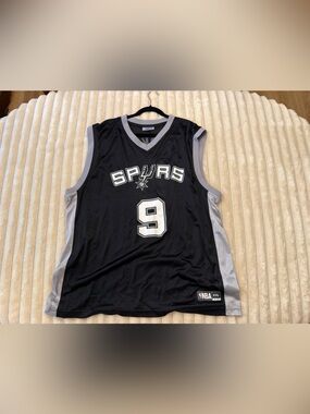San Antonio Spurs Black & Silver Tony Parker #9 Basketball Jersey